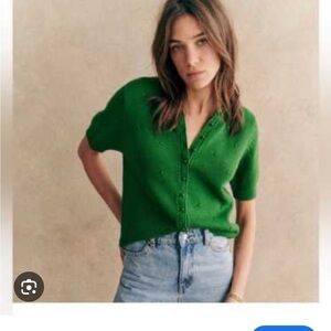 Sezane Kyle Green short sleeve sweater